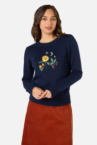 Princess Highway - Midnight Garden Emb Jumper - navy