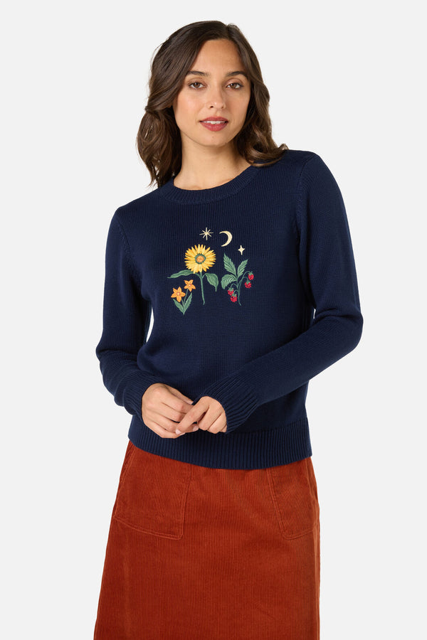 Princess Highway - Midnight Garden Emb Jumper - navy