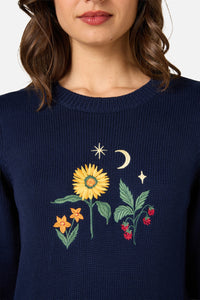Princess Highway - Midnight Garden Emb Jumper - navy