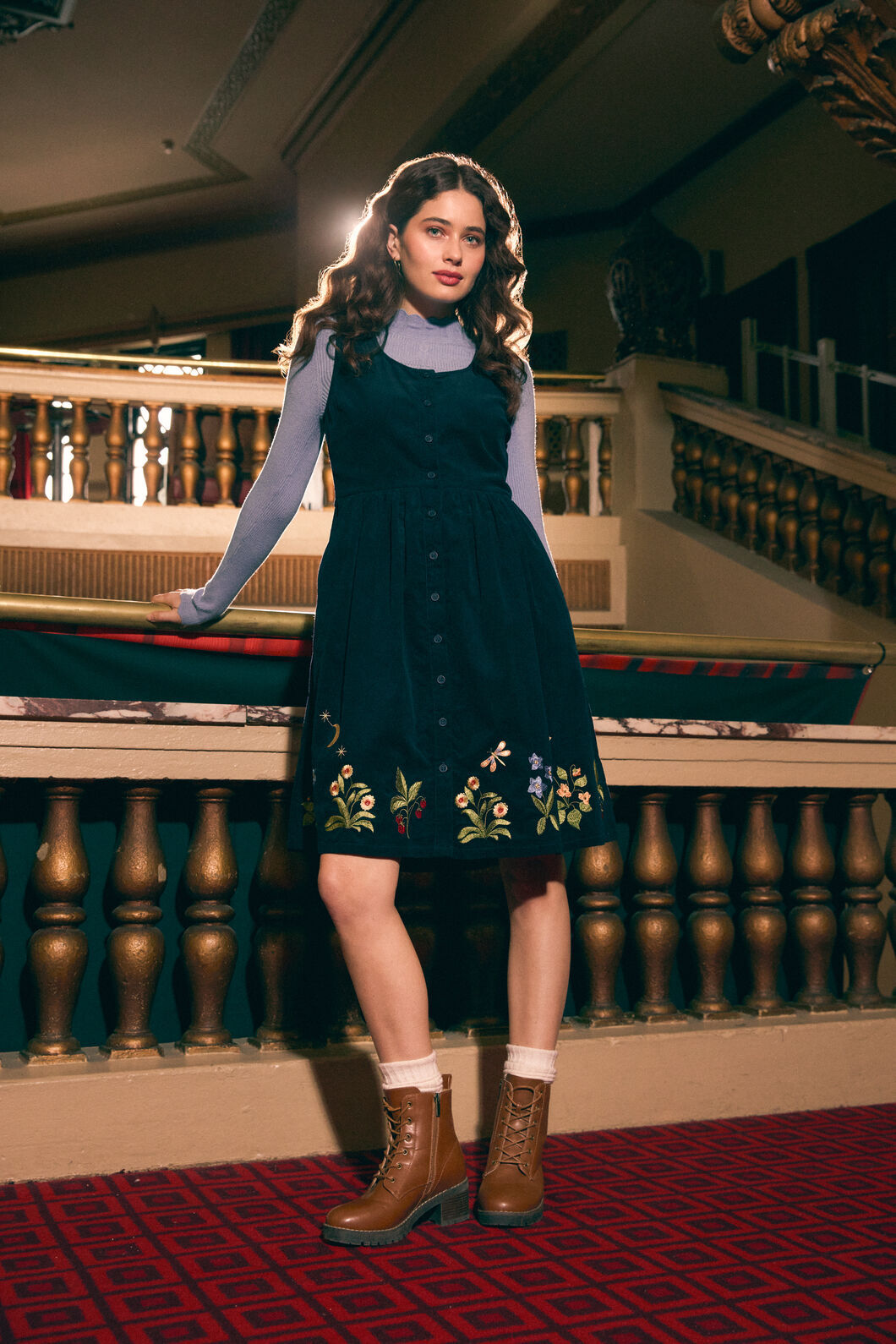 Princess Highway - Midnight Garden Emb Cord Dress - navy
