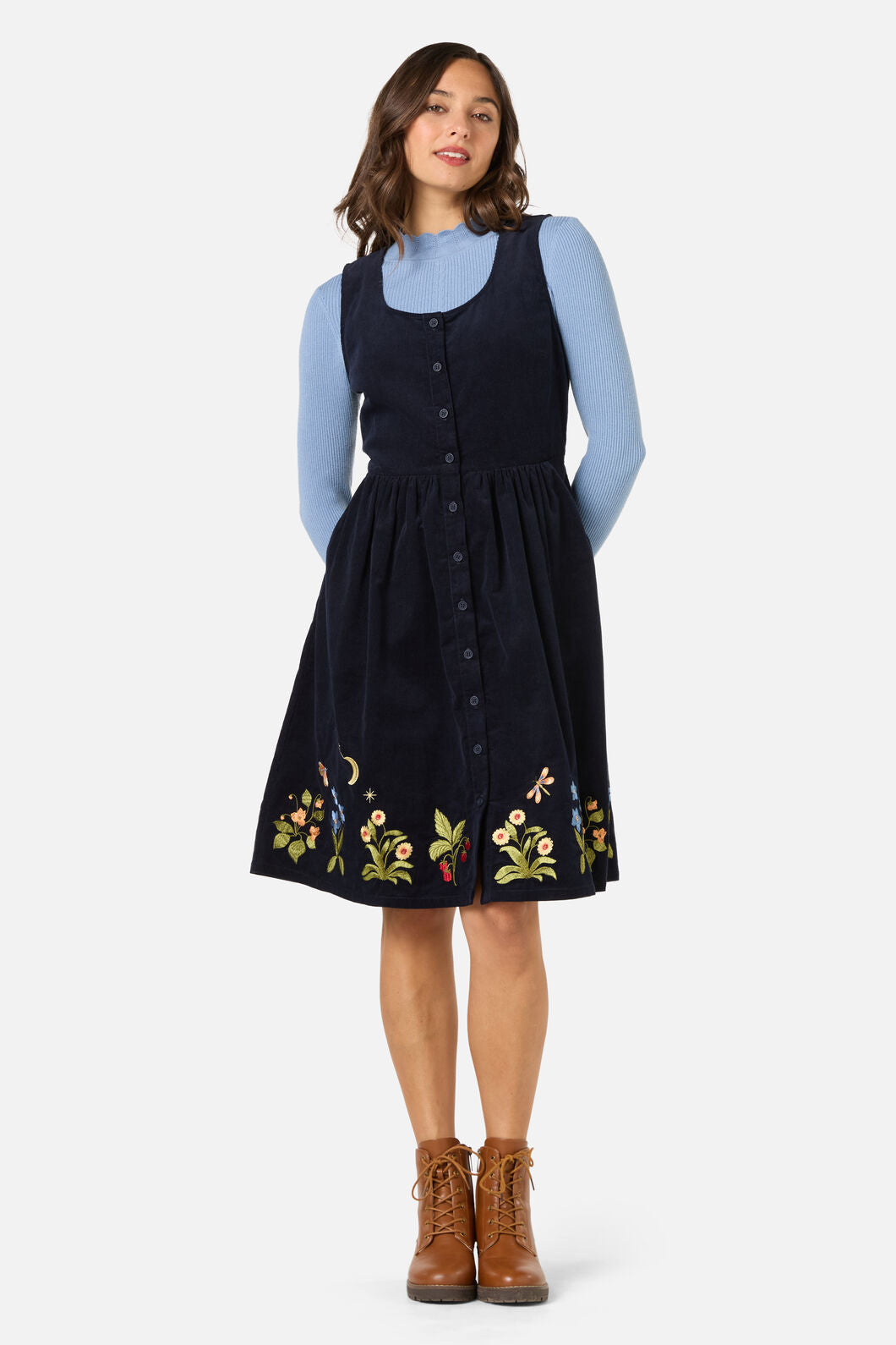 Princess Highway - Midnight Garden Emb Cord Dress - navy