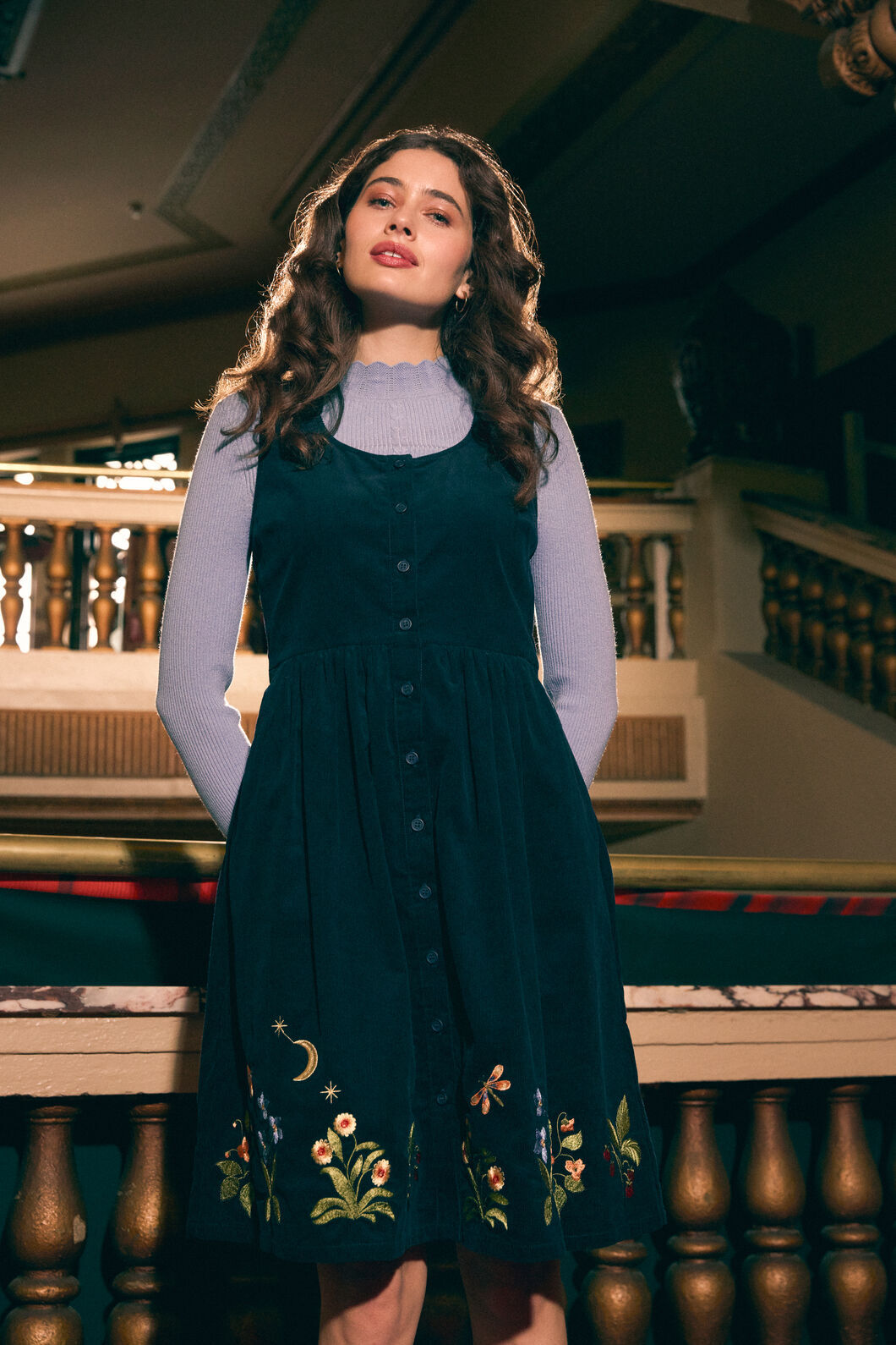 Princess Highway - Midnight Garden Emb Cord Dress - navy