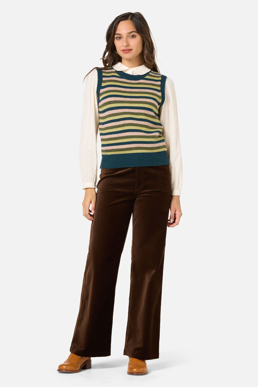 Princess Highway - Rory Wool Blend Stripe Vest - green-multi