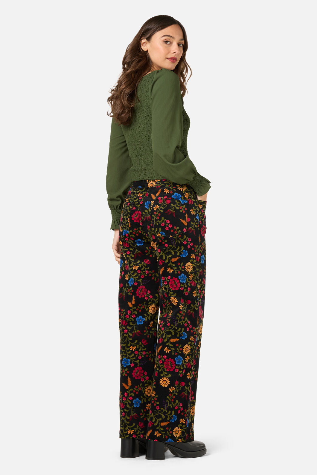Princess Highway - Ebony Shirred Long Sleeve Top - dark-green