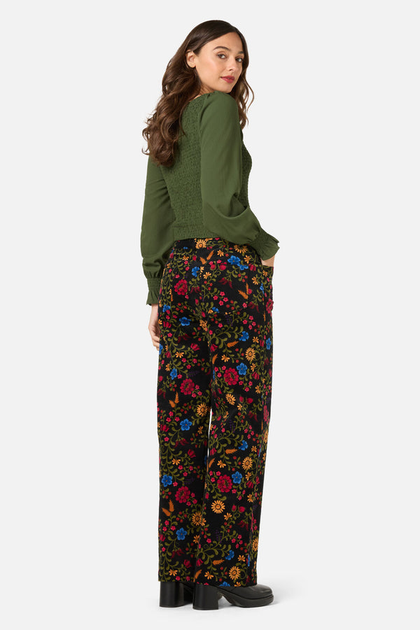 Princess Highway - Ebony Shirred Long Sleeve Top - dark-green