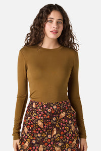 Princess Highway - Classic Luxe Long Sleeve Top - golden-olive