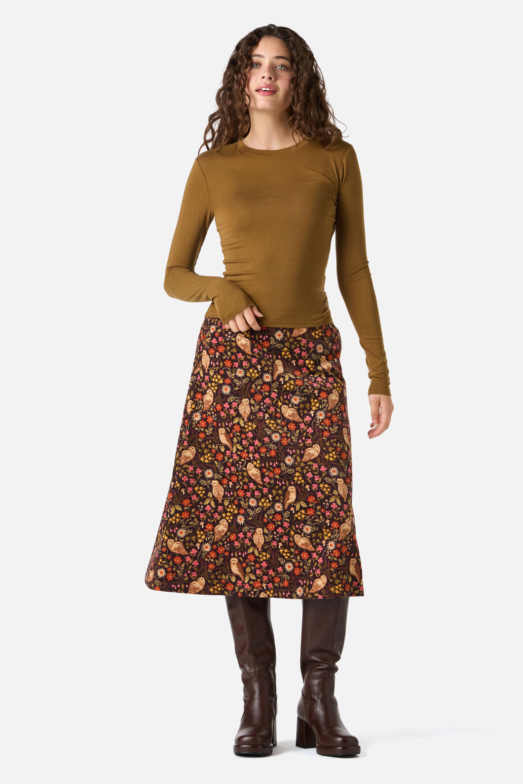 Princess Highway - Classic Luxe Long Sleeve Top - golden-olive