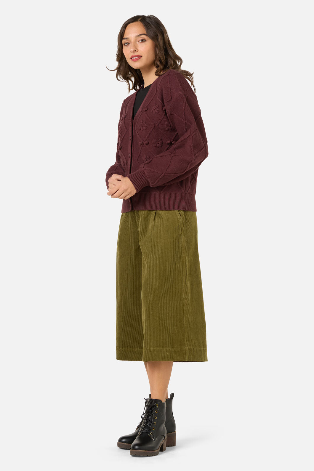Princess Highway - Bloom Embroidered Cardigan - chocolate