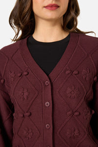 Princess Highway - Bloom Embroidered Cardigan - chocolate