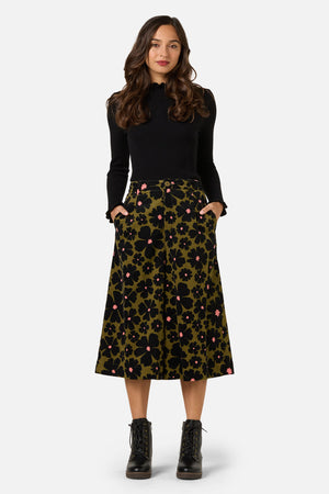 Princess Highway - Donna Flower Cord Culotte - olive