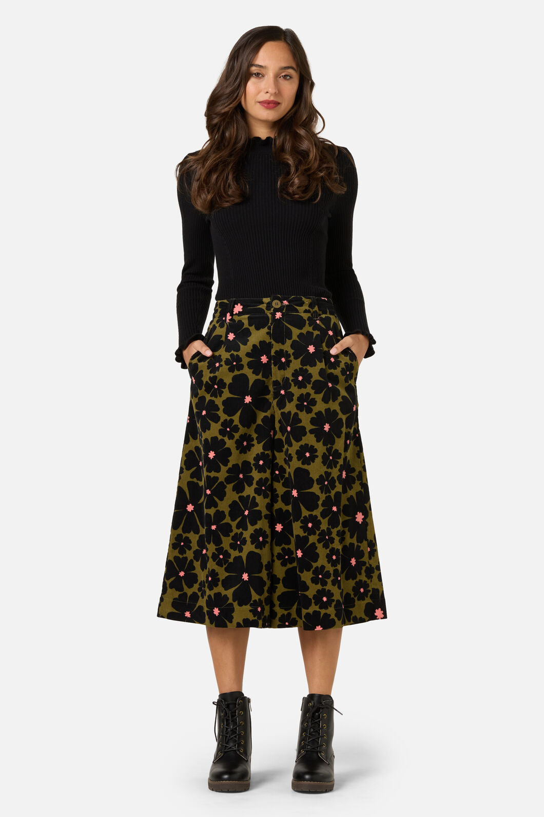 Princess Highway - Donna Flower Cord Culotte - olive