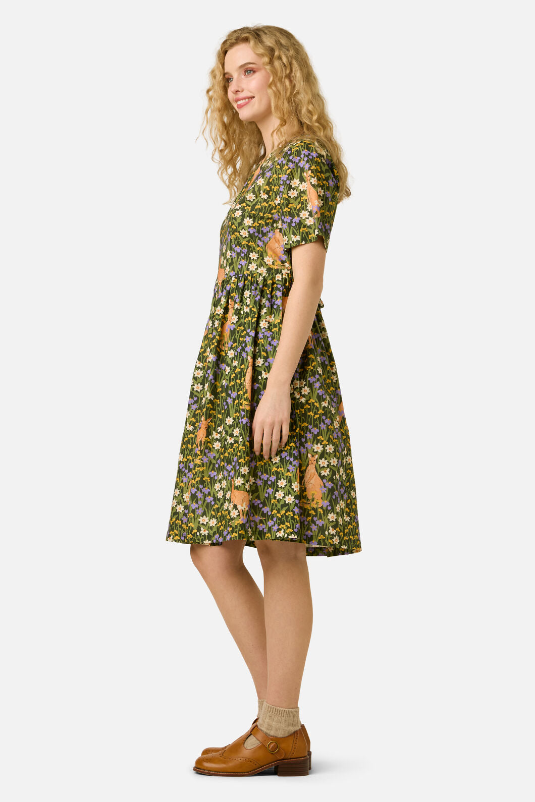Princess Highway - Kangaroo & Flora Smock Dress - green