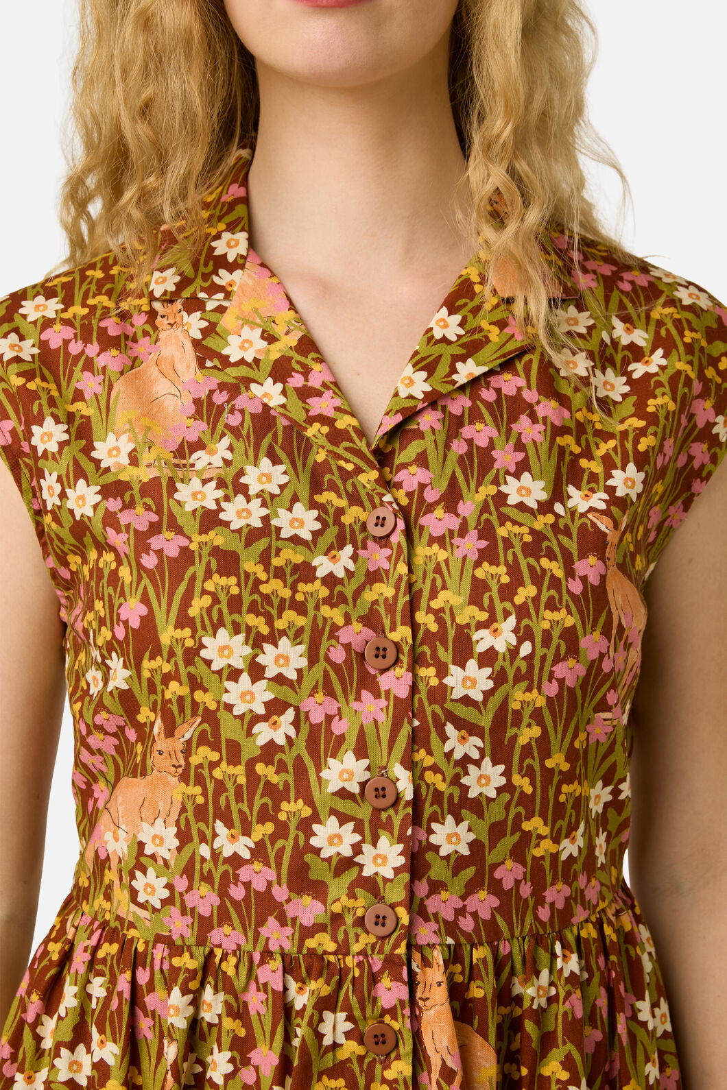 Princess Highway - Kangaroo & Flora Shirt Dress - rust