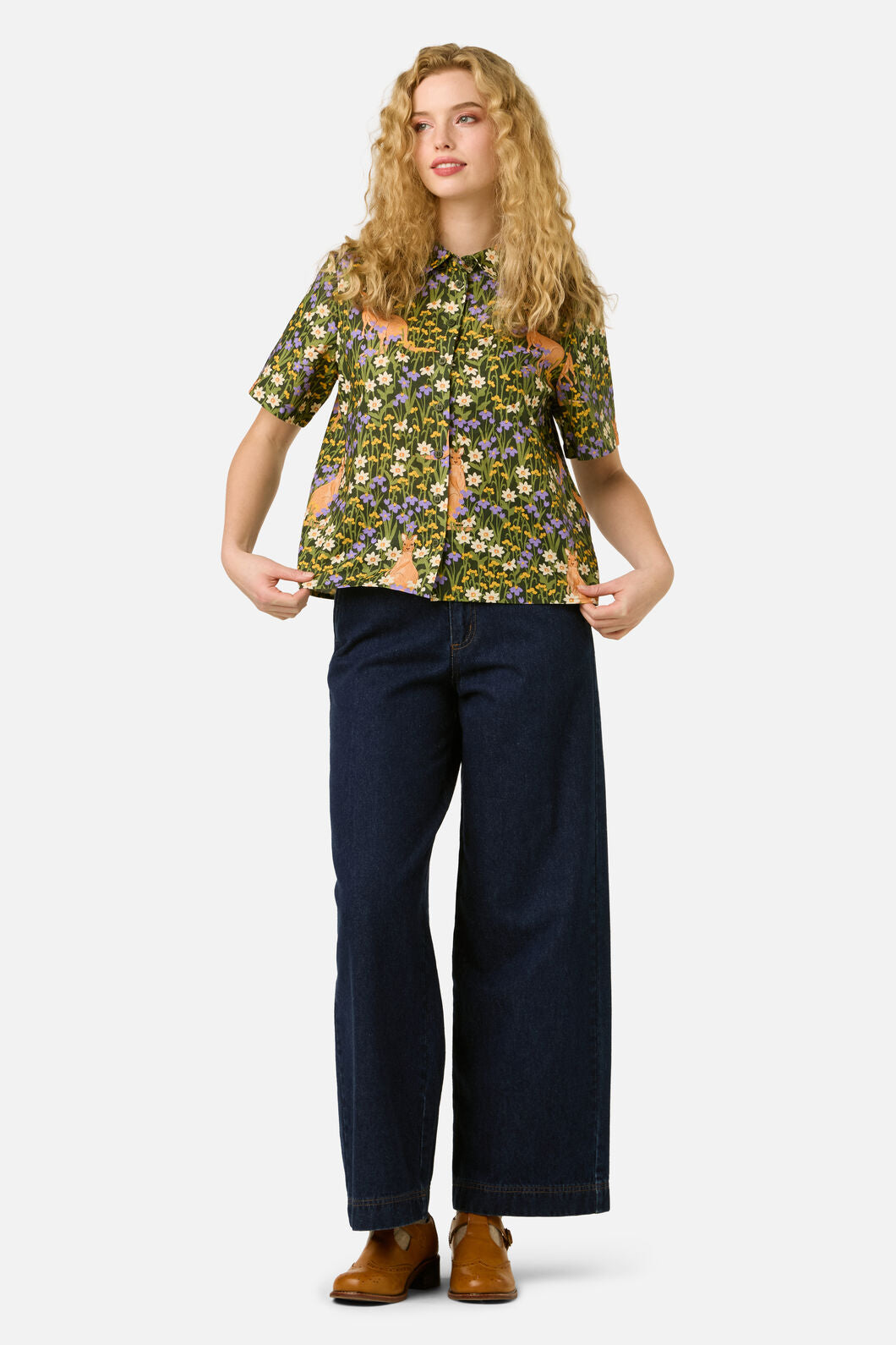 Princess Highway - Kangaroo & Flora Shirt - green