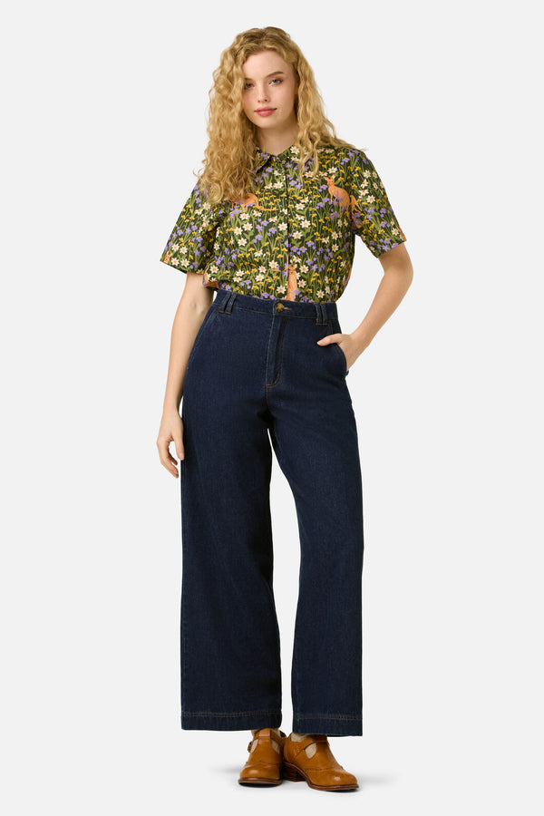 Princess Highway - Kangaroo & Flora Shirt - green