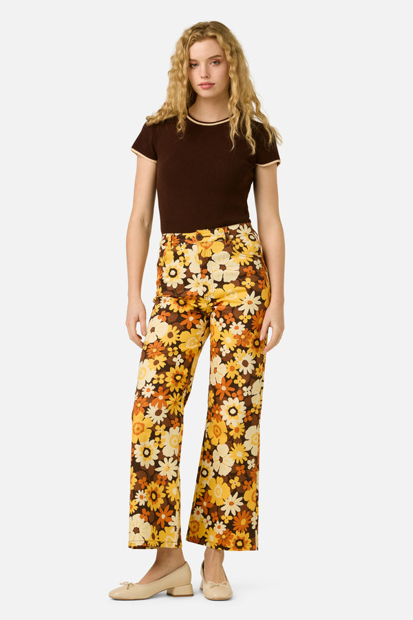 Princess Highway - Twiggy Floral Flare Jeans - golden-brown