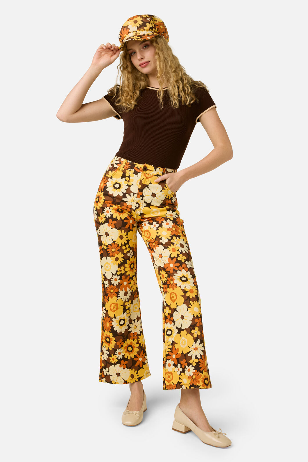 Princess Highway - Twiggy Floral Flare Jeans - golden-brown