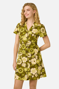 Princess Highway - Twiggy Floral Shirt Dress - olive-green