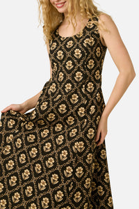 Princess Highway - Luxe Fleur Geo Midi Dress - black-cream