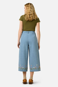 Princess Highway - Kangaroo Embroidered Culotte - blue-denim