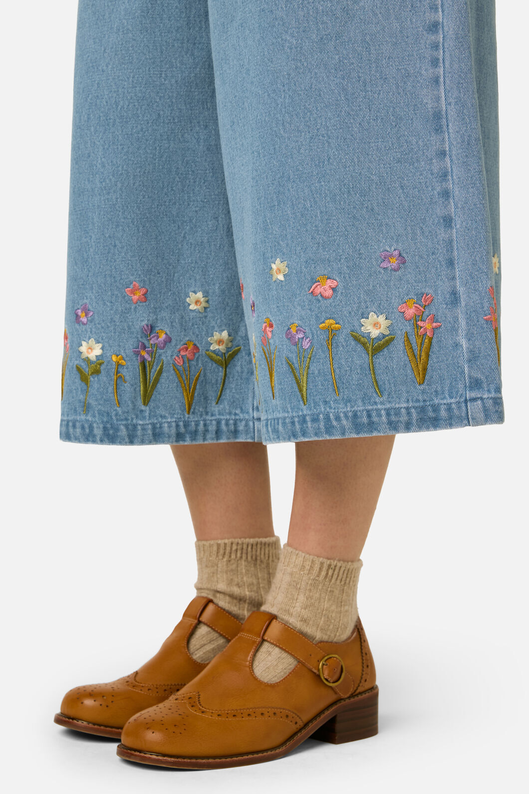 Princess Highway - Kangaroo Embroidered Culotte - blue-denim
