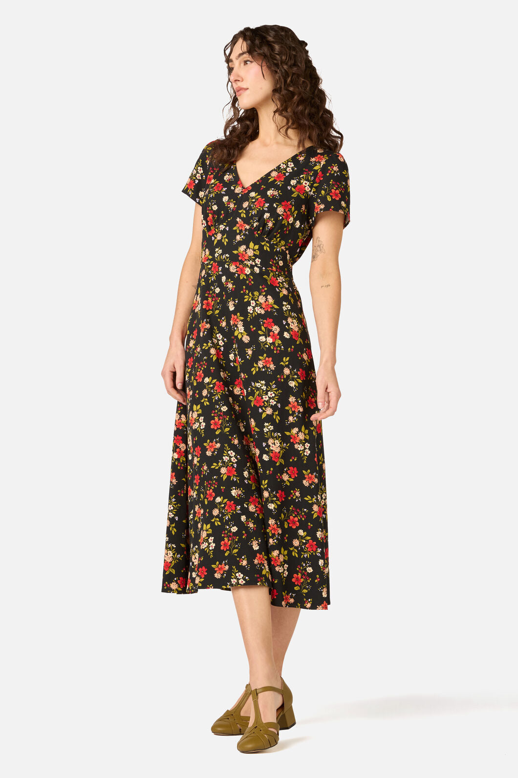 Princess Highway - Posy Floral Midi Dress - black
