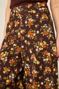 Princess Highway - Posy Floral Wide Leg Pant - chocolate