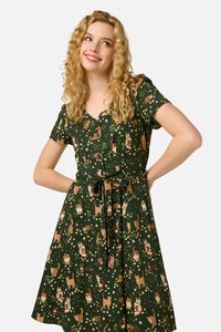 Princess Highway - Cute Cats Dress - green
