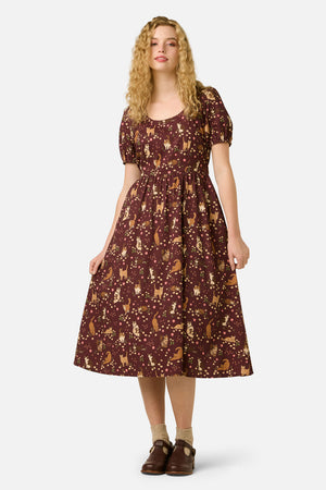 Princess Highway - Cute Cats Midi Dress - plum