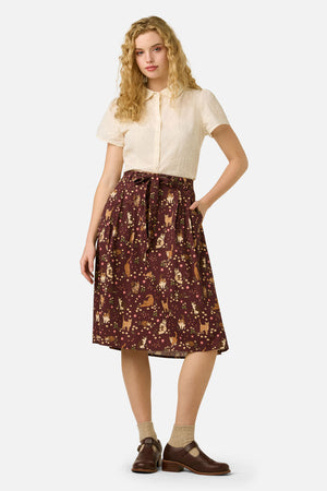 Princess Highway - Cute Cats Midi Skirt - plum