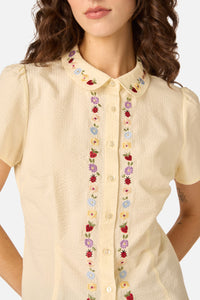 Princess Highway - Ladybug Embroidered Blouse - lemon