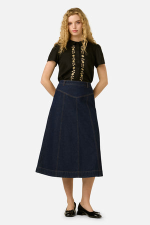 Princess Highway - Olinda Denim Midi Skirt - blue-denim