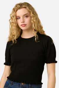 Princess Highway - Zoe Ruffle Knit Top - black