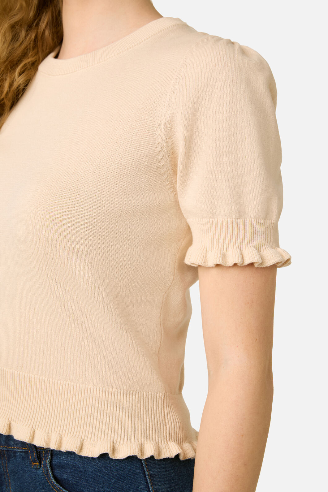 Princess Highway - Zoe Ruffle Knit Top - cream