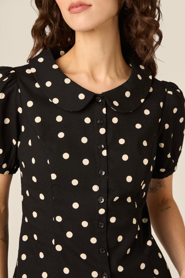 Princess Highway - Kelly Polka Dot Blouse - black