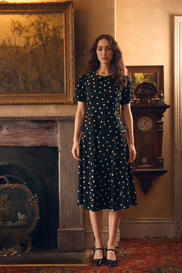 Princess Highway - Kelly Polka Dot Skirt - black