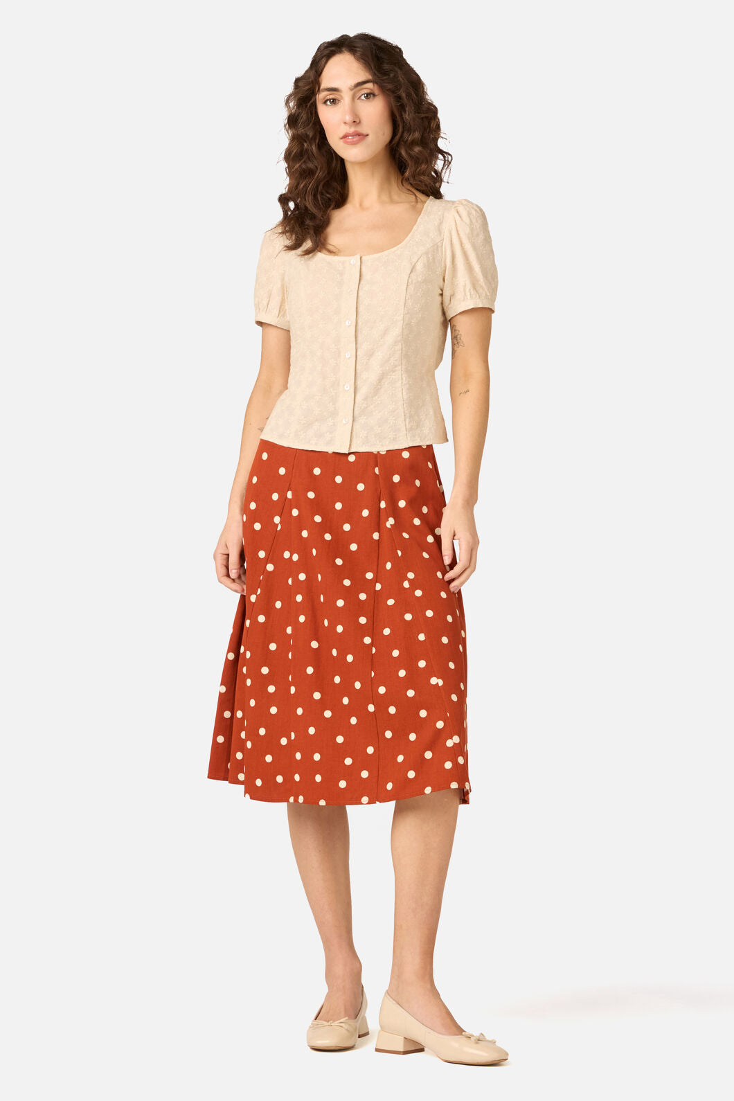 Princess Highway - Kelly Polka Dot Skirt - rust