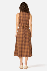 Princess Highway - Billie Check Midi Dress - chocolate