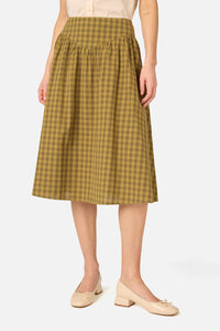 Princess Highway - Billie Check Yoke Midi Skirt - olive