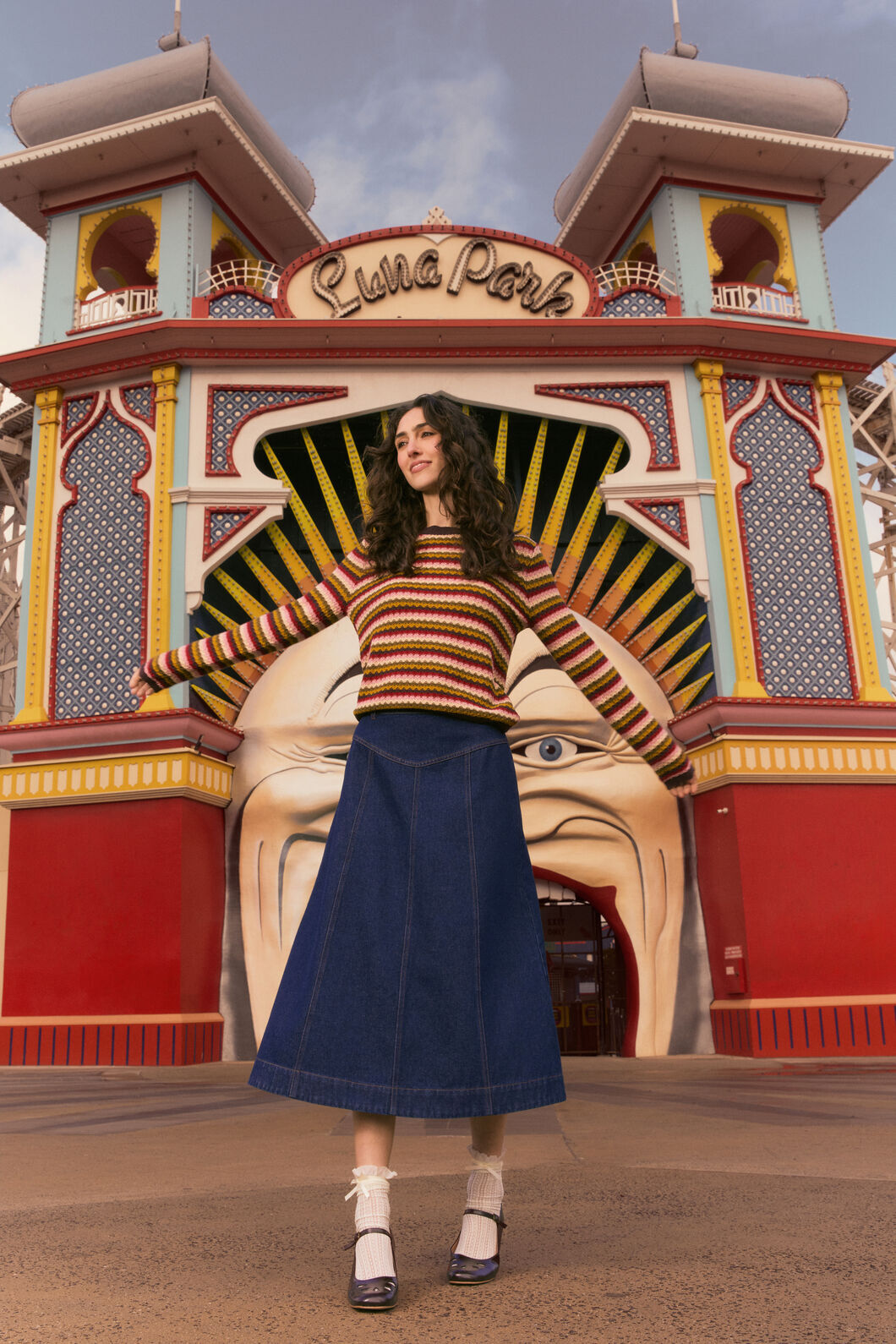 Princess Highway - Leslie Stripe Knit Jumper - pink-olive