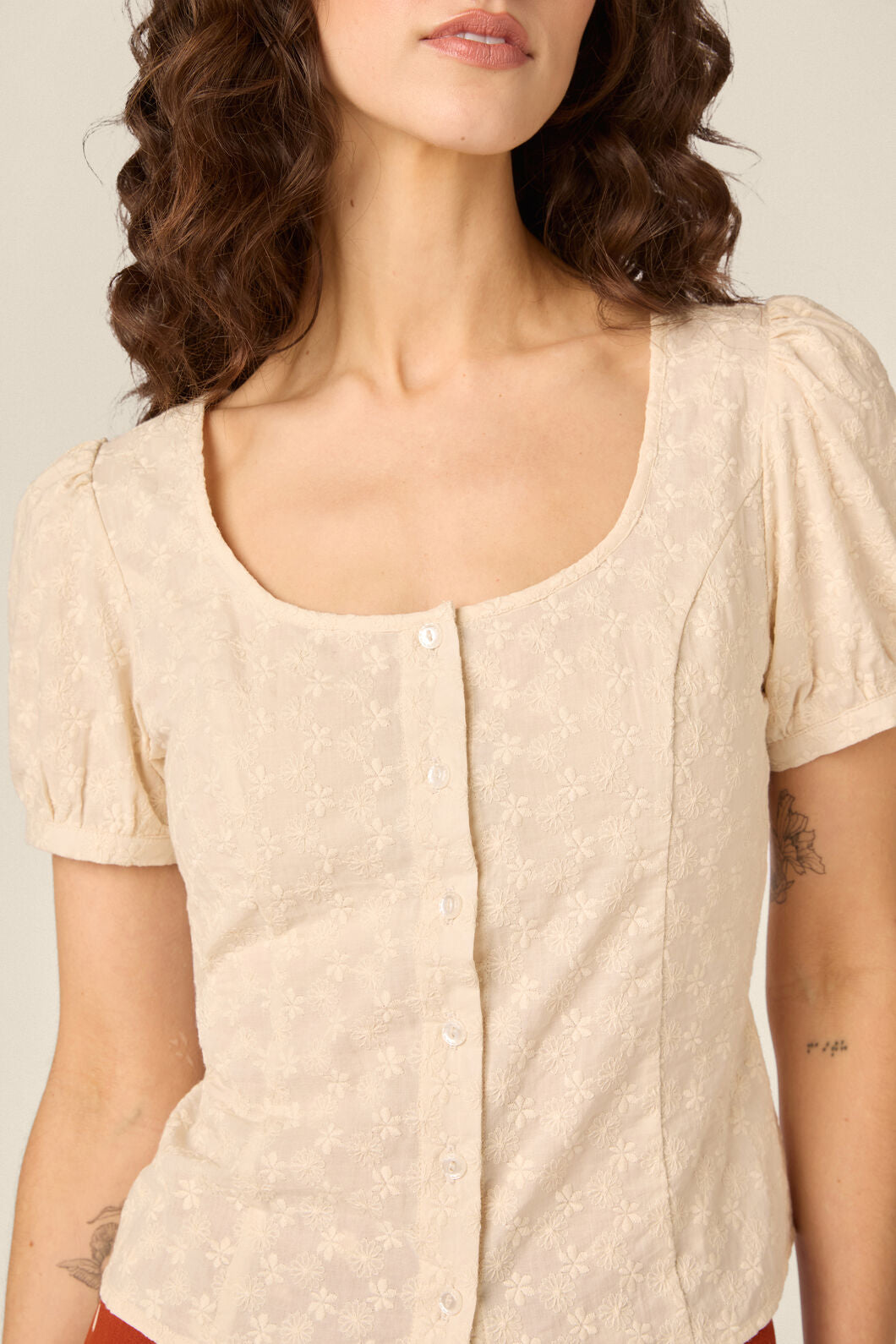Princess Highway - Nova Prairie Short Sleeve Top - cream