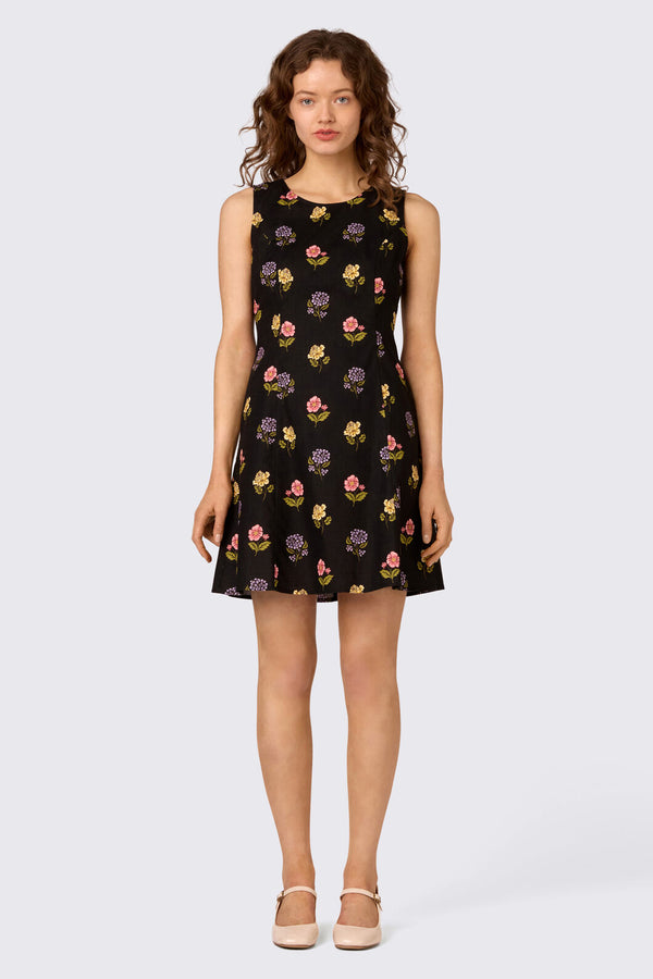 Princess Highway - Meika 90s Flower Mini Dress - black