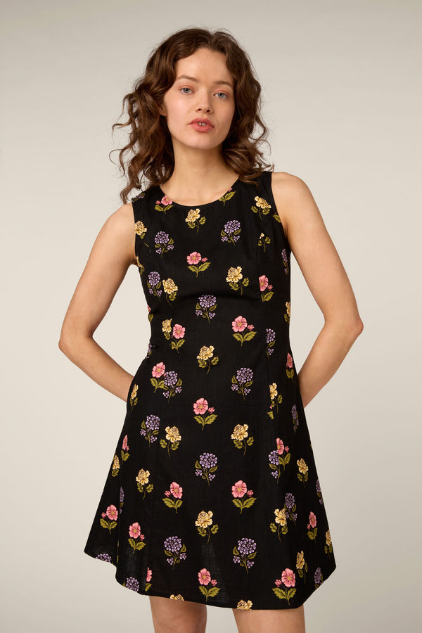 Princess Highway - Meika 90s Flower Mini Dress - black
