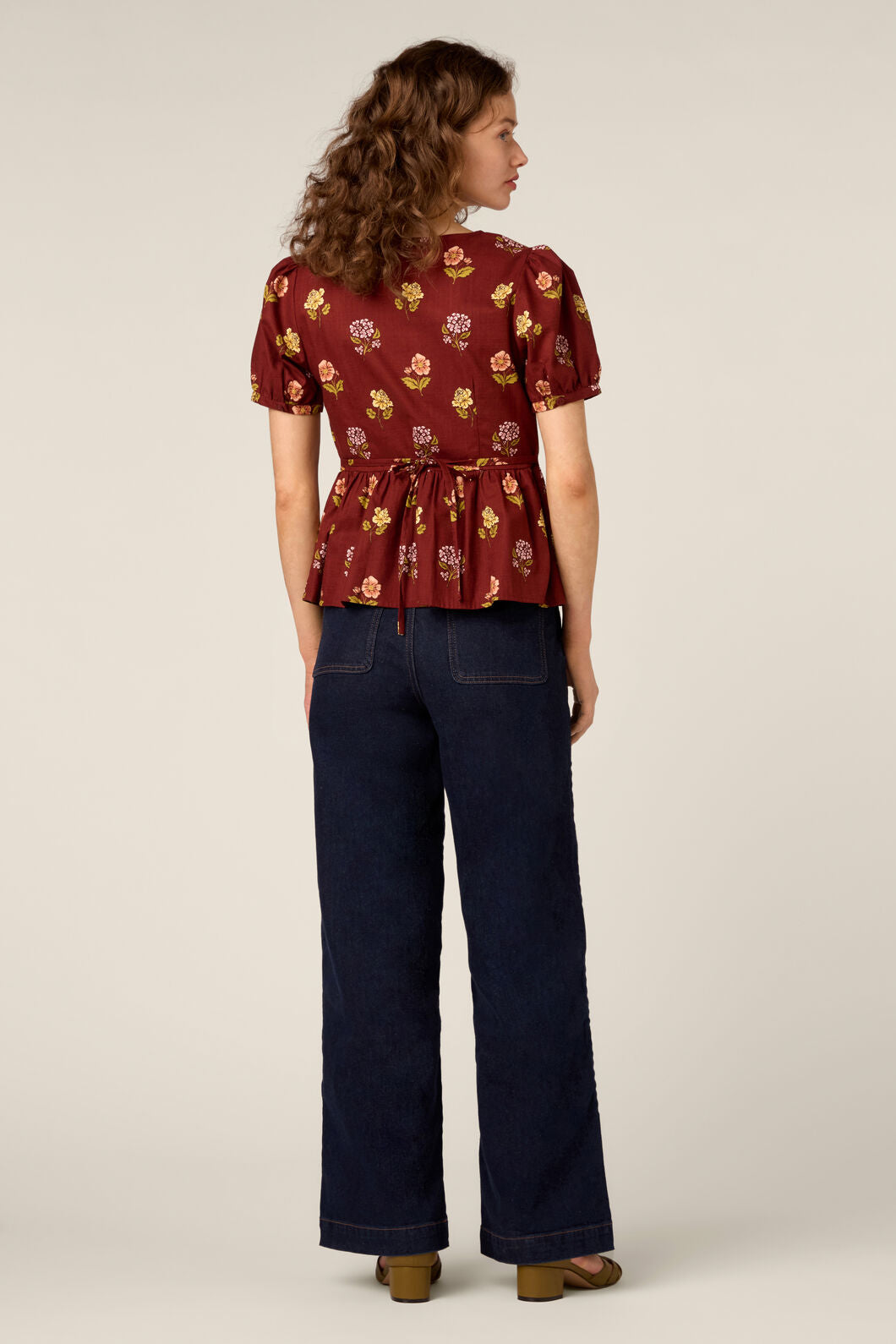 Princess Highway - Meika 90s Flower Peplum Top - rust