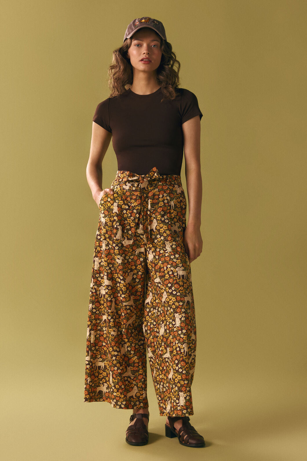 Princess Highway - Dogs & Flowers Culotte - chocolate