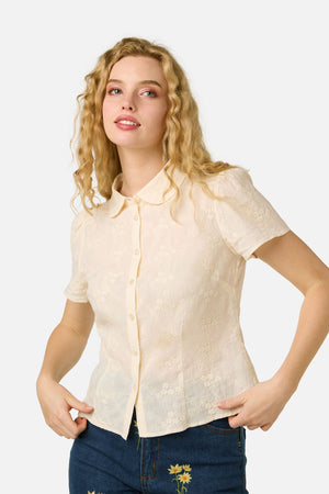 Princess Highway - Talia Broderie Blouse - cream