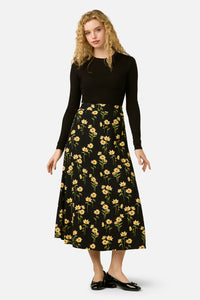 Princess Highway - Goldie Daisy Midi Skirt - black