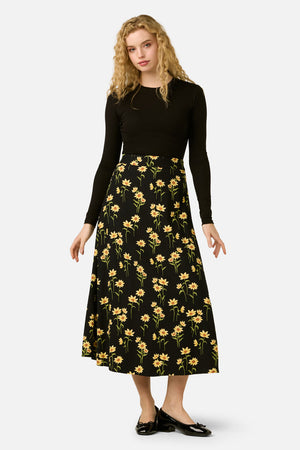 Princess Highway - Goldie Daisy Midi Skirt - black