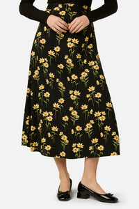 Princess Highway - Goldie Daisy Midi Skirt - black