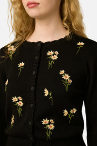Princess Highway - Daisy Embroidered Cardigan - black